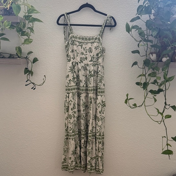 Japna Green Floral Boho Maxi Dress Rayon Size M - Picture 1 of 6